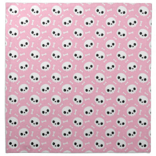 Cute Baby Pink Skull & Bones Halloween Pattern Cloth Napkin