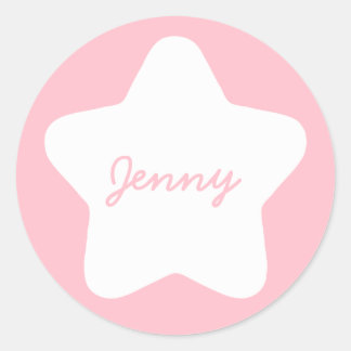 Cute Baby Pink Star Custom Name Sticker