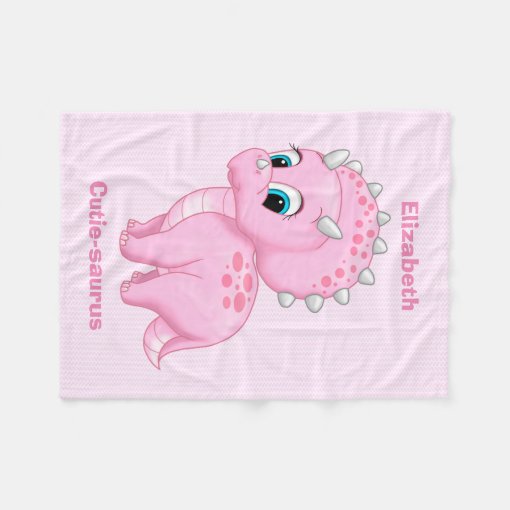 Cute Baby Pink Triceratops Dinosaur Fleece Blanket Zazzle
