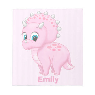 Cute Baby Pink Triceratops Dinosaur Notepad