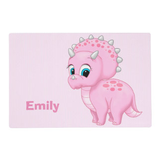 Cute Baby Pink Triceratops Dinosaur Placemat
