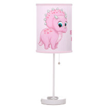 Cute Baby Pink Triceratops Dinosaur Table Lamp