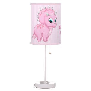Cute Baby Pink Triceratops Dinosaur Table Lamp