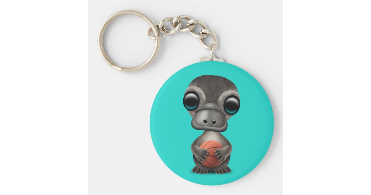 Cute Baby Platypus Playing With Basketball Keychain Zazzle Com