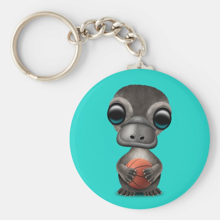 Cute Baby Platypus Playing With Basketball Keychain Zazzle Com