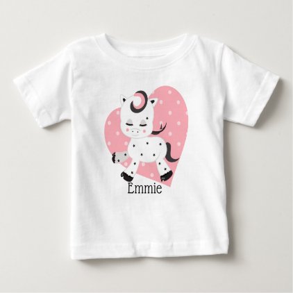 Cute Baby Pony with Stars and Pink Polka Dot Heart Baby T-Shirt