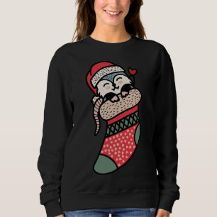 Cute Baby Possum In Christmas Sock Xmas Pajama Sweatshirt