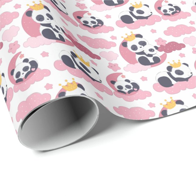 cute baby Princess panda bear Wrapping Paper (Roll Corner)