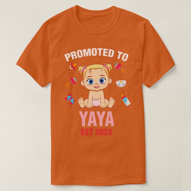 Cute Baby Promoted To Yaya Est 2023 Birthday T-Shirt (Design Front)