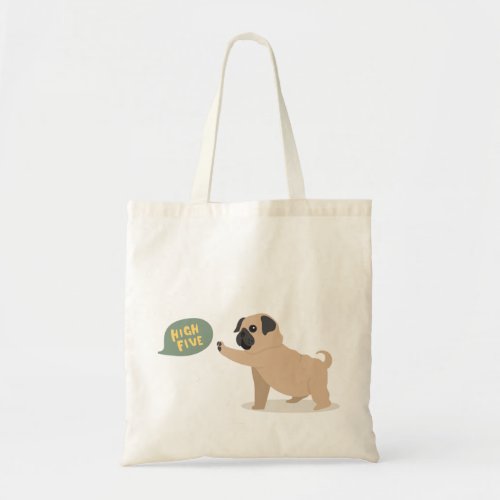 Cute baby pug doing high five Tote Bag