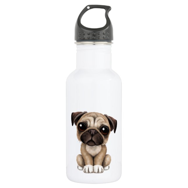 Cute Baby Pug Puppy Dog Stainless Steel Water Bottle (Front)