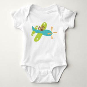 Cute Baby Puppy Dog in Airplane Bodysuit