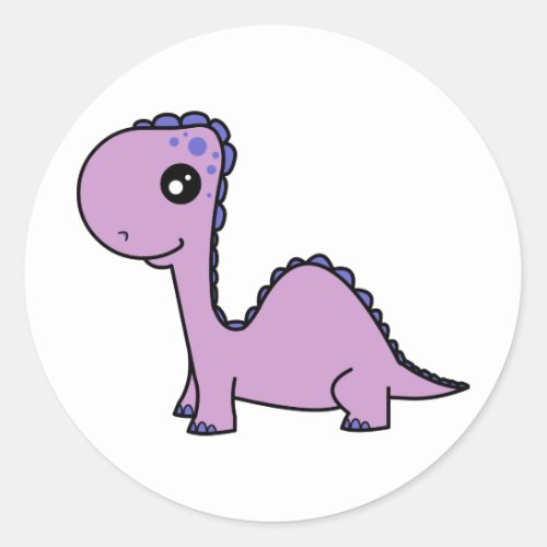 Cute Baby Purple Dinosaur Classic Round Sticker