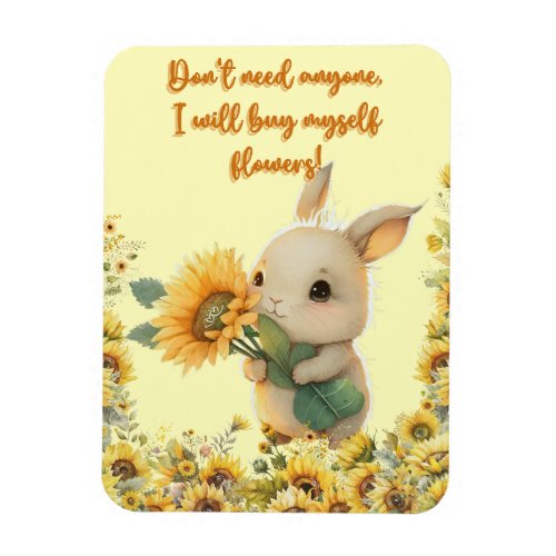 Cute Baby Rabbit Holding Sunflower Flexible Magnet