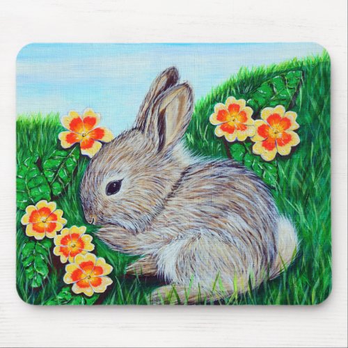 Cute Baby Rabbit Painting Mouse Pad