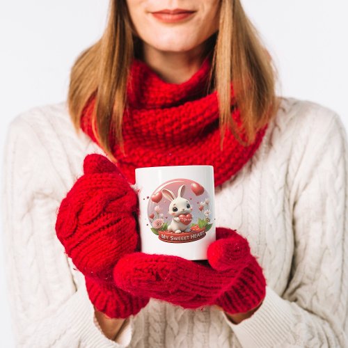 Cute baby Rabbit valentine heart love Coffee Mug