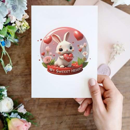 Cute baby Rabbit valentine heart love Postcard