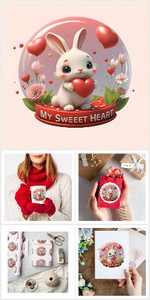 Cute baby Rabbit valentine love my sweet heart