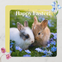 Cute baby rabbits in the grass Happy Easter Card