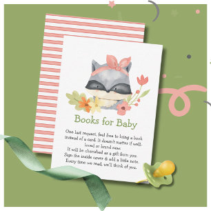 Cute Baby Raccoon Baby Shower Books For Baby Enclosure Card