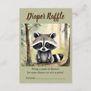 Cute Baby Raccoon Baby Shower Diaper Raffle Enclosure Card