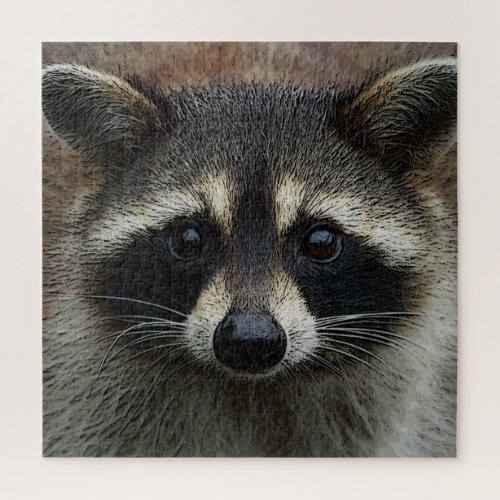 Cute Baby Raccoon Face Brown Eyes Stare Jigsaw Puzzle