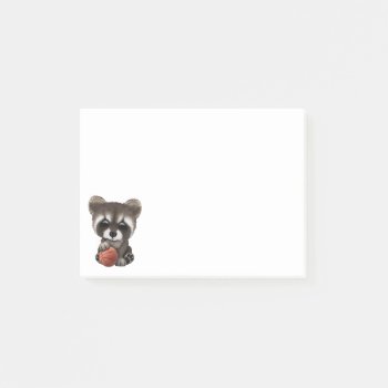 Cute Baby Raccoon Playing With Basketball Post-it Notes by crazycreatures at Zazzle