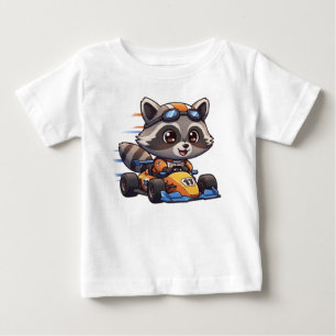 Cute Baby Raccoon Race Car Driver T-Shirt