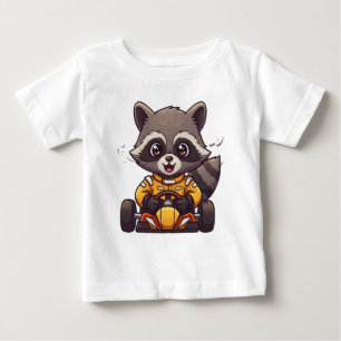 Cute Baby Raccoon Race Car Driver T-Shirt