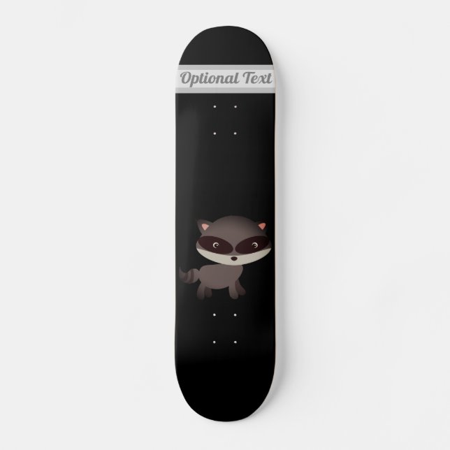 Cute Baby Raccoon with Flowers  Skateboard (Front)