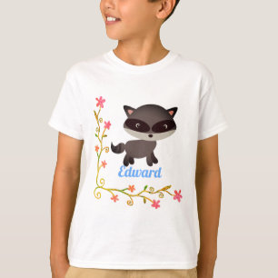 Cute Baby Raccoon with Flowers T-Shirt