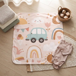 Cute Baby Rainbow & Sunshine Nursery Pattern Baby Blanket