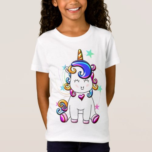 Cute Baby Rainbow Unicorn T_Shirt