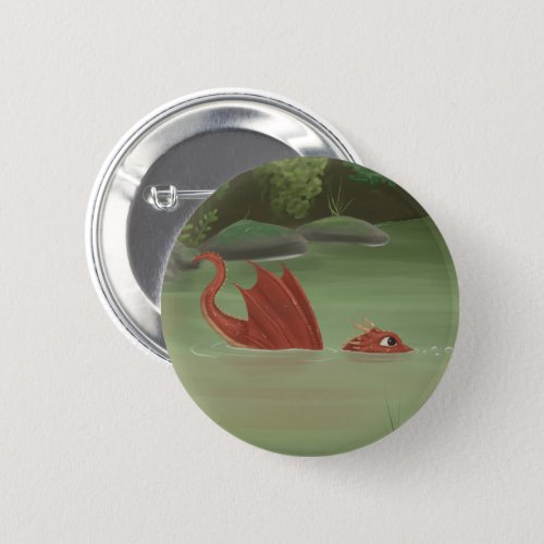 Cute Baby Red Dragon Badge Button