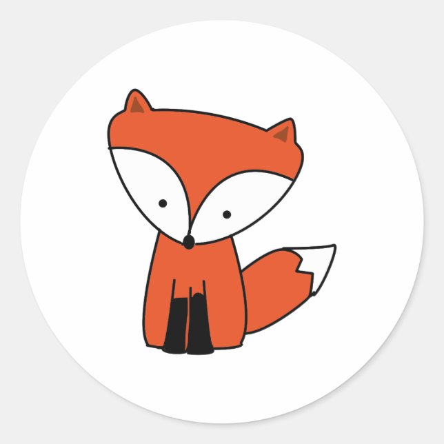 Cute Baby Red Fox Animal Classic Round Sticker (Front)