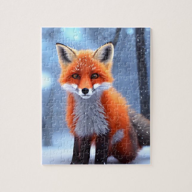 Cute Baby Red Fox in the Snow Jigsaw Puzzle (Vertical)
