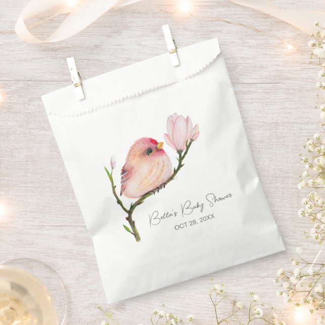 Cute Baby Redpoll Bird Baby Shower Favor Bag (Clipped)
