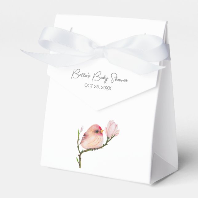 Cute Baby Redpoll Bird Baby Shower Favor Boxes (Front Side)