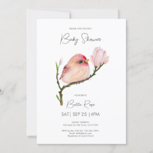 Cute Baby Redpoll Bird Baby Shower Invitation