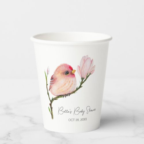 Cute Baby Redpoll Bird Baby Shower Paper Cups