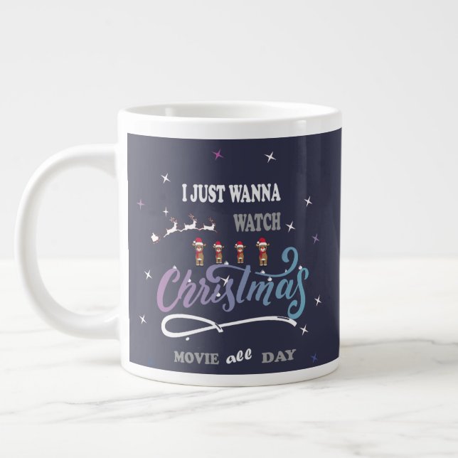 Cute Baby Reindeer Christmas Giant Coffee Mug (Left)