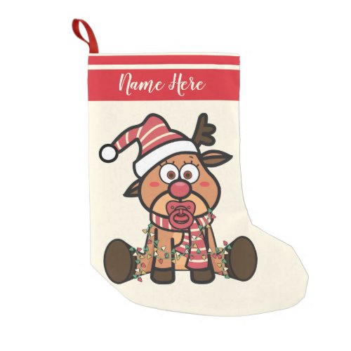 Cute Baby Reindeer Christmas Small Christmas Stocking