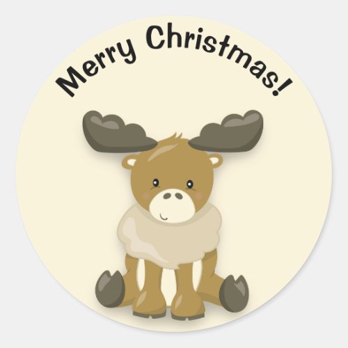 Cute Baby Reindeer Merry Christmas Sticker