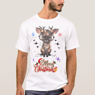 Cute Baby Reindeer Wishing You a Merry Christmas! T-Shirt
