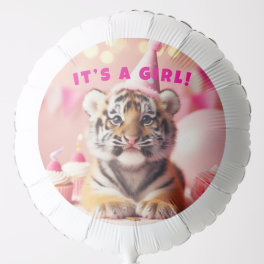 Cute Baby Reveal Girl Pink Baby Tiger Balloon