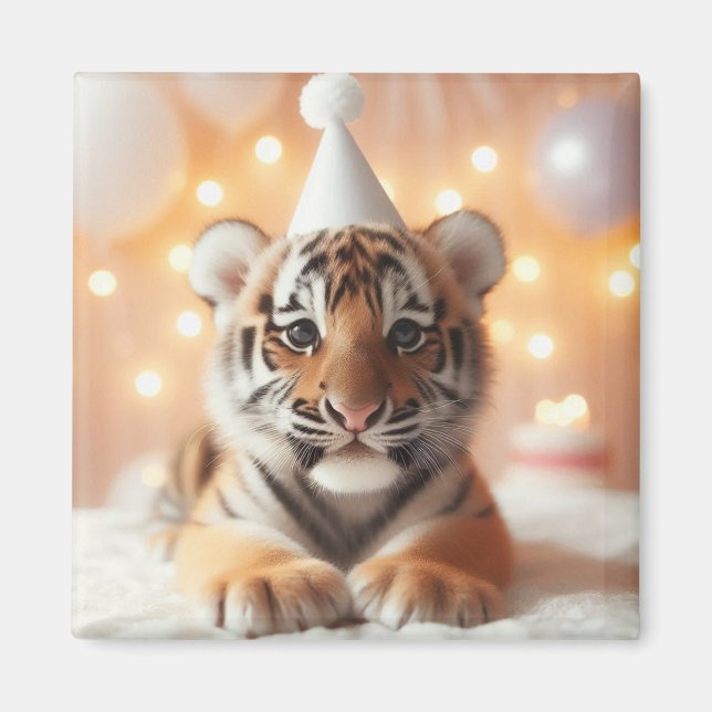 Cute Baby Reveal Neutral Yellow Baby Tiger Magnet (Front)