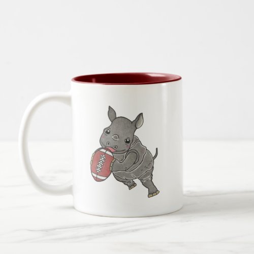 Cute Baby Rhino American Football Name Mug