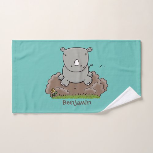 Cute baby rhino cartoon illustration bath towel set