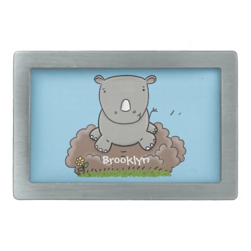 Cute baby rhino cartoon illustration belt buckle