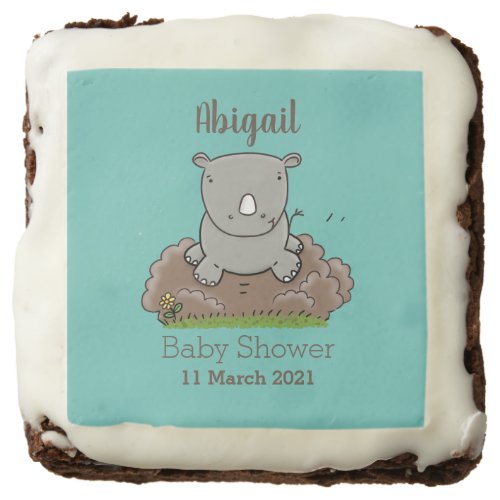 Cute baby rhino cartoon illustration brownie